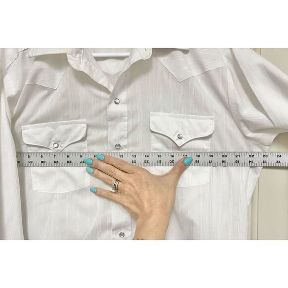 Vintage Panhandle Off White Slim Snap Western Shirt Made in USA Men's 16x34 - Picture 8 of 9